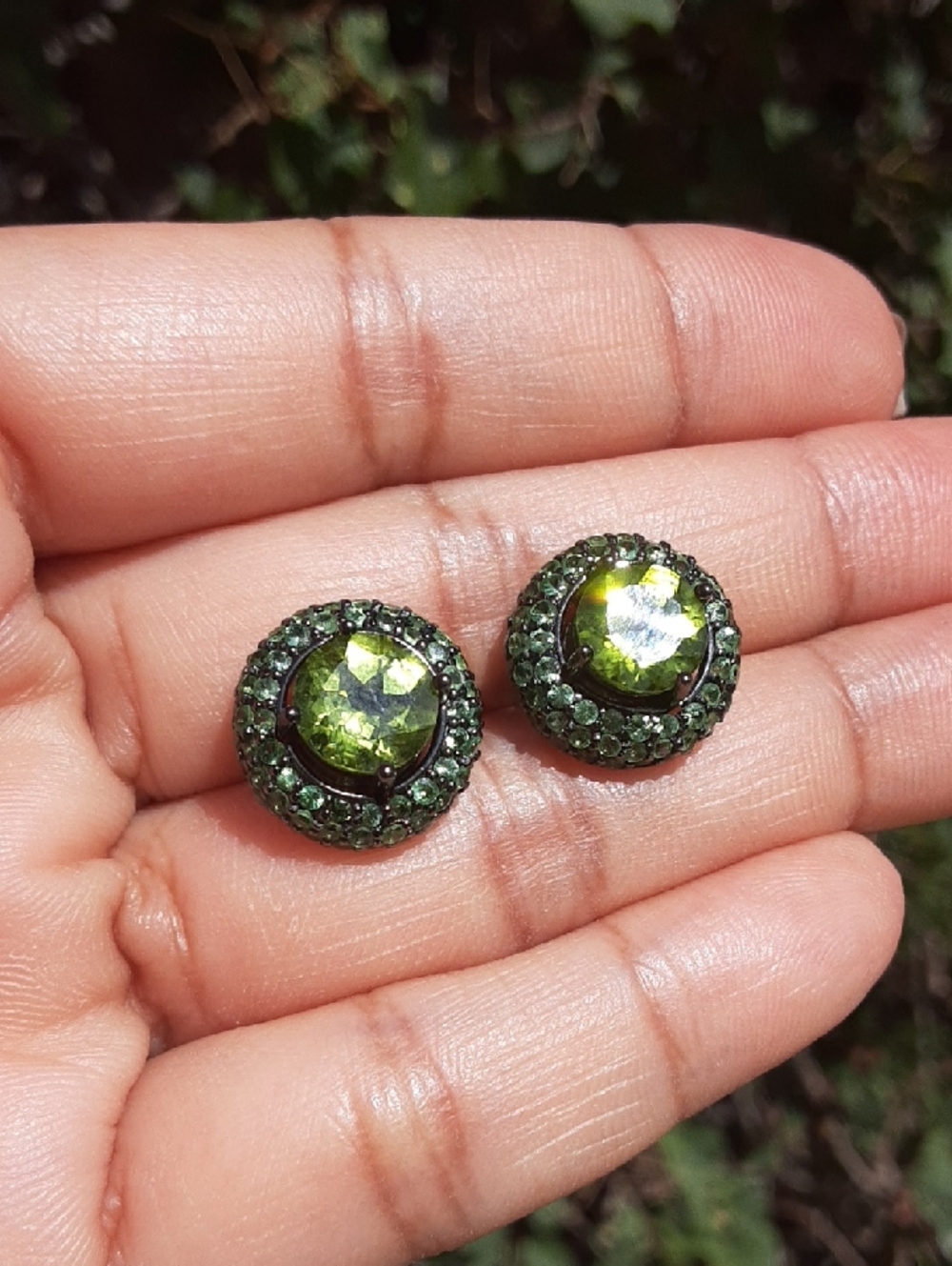 925 Peridot and Tsavorite Garnet stud and jacket earrings.